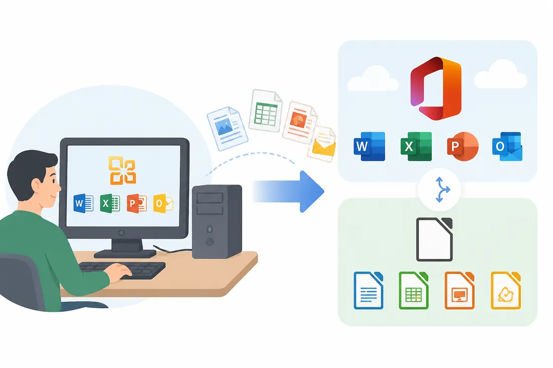 Ilustração: Como migrar do Office 2010 para o 365 ou LibreOffice