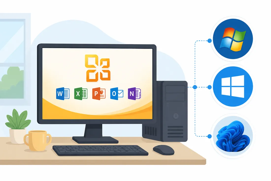 Ilustração: Requisitos do Office 2010 (Windows 7, 10 e 11)
